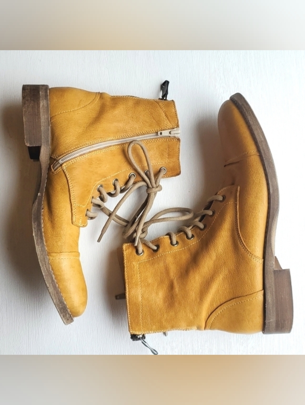 Free People Portland Campus Lace Up Booties Banana Tan - Picture 2 of 11